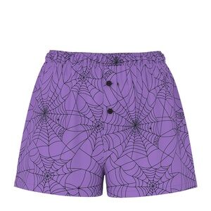Victoria’s Secret Silky sleep boxy pajama Purple black Spider Web Shorts PINK L